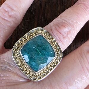 Square Faceted Amazonite Gemstone Ring in 925 Sterling Silver (7)
